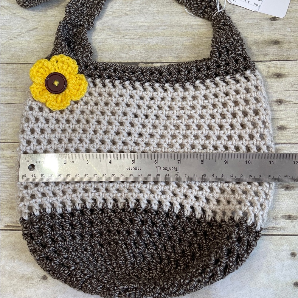 Market Bag Hand Crafted Crochet W Sunflower - Picture 6 of 8